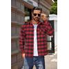 COOFANDY Men’s Flannel Shirts Long Sleeve Button Down Plaid Shirt Lightweight Shirt Jacket(Red & Black)