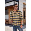 COOFANDY Men’s Flannel Shirts Long Sleeve Button Down Plaid Shirt Lightweight Shirt Jacket(Yellow-navy Blue)