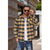 COOFANDY Men’s Flannel Shirts Long Sleeve Button Down Plaid Shirt Lightweight Shirt Jacket(Yellow-navy Blue)