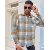COOFANDY Mens Flannel Shirts Long Sleeve Button Down Shirt Casual Plaid Shirts with Pocket(Blue Brown Plaid)