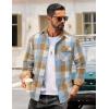 COOFANDY Mens Flannel Shirts Long Sleeve Button Down Shirt Casual Plaid Shirts with Pocket(Blue Brown Plaid)