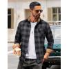 COOFANDY Mens Flannel Shirts Long Sleeve Button Down Shirt Casual Plaid Shirts with Pocket(Grey Black Plaid)