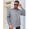 COOFANDY Mens Flannel Shirts Long Sleeve Button Down Shirt Casual Plaid Shirts with Pocket(Grey Heather)