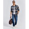 COOFANDY Mens Flannel Shirts Long Sleeve Button Down Shirt Casual Plaid Shirts with Pocket(Khaki Blue Plaid)