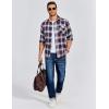 COOFANDY Mens Flannel Shirts Long Sleeve Button Down Shirt Casual Plaid Shirts with Pocket(Navy Red White Plaid)