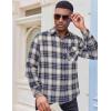 COOFANDY Mens Flannel Shirts Long Sleeve Button Down Shirt Casual Plaid Shirts with Pocket(Navy White Beige Plaid)