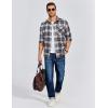 COOFANDY Mens Flannel Shirts Long Sleeve Button Down Shirt Casual Plaid Shirts with Pocket(Navy White Beige Plaid)