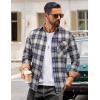 COOFANDY Mens Flannel Shirts Long Sleeve Button Down Shirt Casual Plaid Shirts with Pocket(Navy White Beige Plaid)