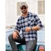 COOFANDY Mens Flannel Shirts Long Sleeve Button Down Shirt Casual Plaid Shirts with Pocket(Navy White Plaid)