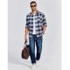 COOFANDY Mens Flannel Shirts Long Sleeve Button Down Shirt Casual Plaid Shirts with Pocket(Navy White Plaid)