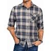 COOFANDY Mens Flannel Shirts Long Sleeve Button Down Shirt Casual Plaid Shirts with Pocket(Navy White Plaid)