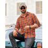 COOFANDY Mens Flannel Shirts Long Sleeve Button Down Shirt Casual Plaid Shirts with Pocket(Orange Grey Plaid)