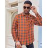 COOFANDY Mens Flannel Shirts Long Sleeve Button Down Shirt Casual Plaid Shirts with Pocket(Orange Grey Plaid)