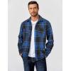 COOFANDY Men’s Flannel Shirts Long Sleeve Casual Cotton Plaid Button Down Shirt Jacket with Pockets(Black-blue Plaid)