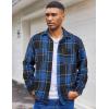 COOFANDY Men’s Flannel Shirts Long Sleeve Casual Cotton Plaid Button Down Shirt Jacket with Pockets(Black-blue Plaid)