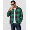 COOFANDY Men’s Flannel Shirts Long Sleeve Casual Cotton Plaid Button Down Shirt Jacket with Pockets(Green-black Plaid)