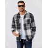 COOFANDY Men’s Flannel Shirts Long Sleeve Casual Cotton Plaid Button Down Shirt Jacket with Pockets(Grey-white Plaid)