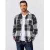 COOFANDY Men’s Flannel Shirts Long Sleeve Casual Cotton Plaid Button Down Shirt Jacket with Pockets(Grey-white Plaid)
