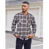 COOFANDY Mens Flannel Shirts Long Sleeve Casual Plaid Button Down Shirt Cotton Shirt Cowboy Work Shirts with Pockets(Black-brown)