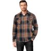 COOFANDY Mens Flannel Shirts Long Sleeve Casual Plaid Button Down Shirt Cotton Shirt Cowboy Work Shirts with Pockets(Black-orange)