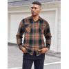 COOFANDY Mens Flannel Shirts Long Sleeve Casual Plaid Button Down Shirt Cotton Shirt Cowboy Work Shirts with Pockets(Black-orange)