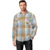 COOFANDY Mens Flannel Shirts Long Sleeve Casual Plaid Button Down Shirt Cotton Shirt Cowboy Work Shirts with Pockets(Blue-khaki)