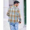 COOFANDY Mens Flannel Shirts Long Sleeve Casual Plaid Button Down Shirt Cotton Shirt Cowboy Work Shirts with Pockets(Blue-khaki)