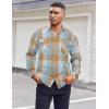 COOFANDY Mens Flannel Shirts Long Sleeve Casual Plaid Button Down Shirt Cotton Shirt Cowboy Work Shirts with Pockets(Blue-khaki)