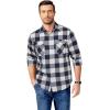 COOFANDY Mens Flannel Shirts Long Sleeve Casual Plaid Button Down Shirt Cotton Shirt Cowboy Work Shirts with Pockets(Blue-white)