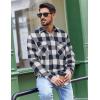 COOFANDY Mens Flannel Shirts Long Sleeve Casual Plaid Button Down Shirt Cotton Shirt Cowboy Work Shirts with Pockets(Blue-white)