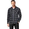 COOFANDY Mens Flannel Shirts Long Sleeve Casual Plaid Button Down Shirt Cotton Shirt Cowboy Work Shirts with Pockets(Grey-blue)