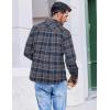 COOFANDY Mens Flannel Shirts Long Sleeve Casual Plaid Button Down Shirt Cotton Shirt Cowboy Work Shirts with Pockets(Navy Blue-grey)