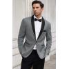 COOFANDY Men’s Floral Tuxedo Suit Jacket Slim Fit Dinner Jacket Party Prom Wedding Blazer Jackets(Grey)