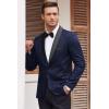 COOFANDY Men’s Floral Tuxedo Suit Jacket Slim Fit Dinner Jacket Party Prom Wedding Blazer Jackets(Navy Blue)