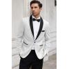 COOFANDY Men’s Floral Tuxedo Suit Jacket Slim Fit Dinner Jacket Party Prom Wedding Blazer Jackets(White (Jacquard ))