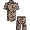 COOFANDY Men’s Hawaiian Matching Set Summer Beach 2 Piece Outfits Flower Button Down Shirts and Shorts Vacation Outfits(2- White)