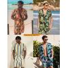 COOFANDY Men’s Hawaiian Matching Set Summer Beach 2 Piece Outfits Flower Button Down Shirts and Shorts Vacation Outfits(Black & Flower)