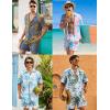 COOFANDY Men’s Hawaiian Matching Set Summer Beach 2 Piece Outfits Flower Button Down Shirts and Shorts Vacation Outfits(Blue Chain)