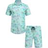 COOFANDY Men’s Hawaiian Matching Set Summer Beach 2 Piece Outfits Flower Button Down Shirts and Shorts Vacation Outfits(Coconut Tree)