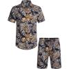 COOFANDY Men’s Hawaiian Matching Set Summer Beach 2 Piece Outfits Flower Button Down Shirts and Shorts Vacation Outfits(Multi-color)