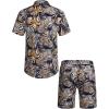COOFANDY Men’s Hawaiian Matching Set Summer Beach 2 Piece Outfits Flower Button Down Shirts and Shorts Vacation Outfits(Multi-color)