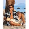 COOFANDY Mens Hawaiian Shirt Short Sleeve Button Down Shirts Tropical Floral Summer Beach Shirts(Black – White Floral)