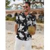 COOFANDY Mens Hawaiian Shirt Short Sleeve Button Down Shirts Tropical Floral Summer Beach Shirts(Black – White Floral)