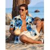 COOFANDY Mens Hawaiian Shirt Short Sleeve Button Down Shirts Tropical Floral Summer Beach Shirts(Blue – Coconut Tree)