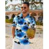 COOFANDY Mens Hawaiian Shirt Short Sleeve Button Down Shirts Tropical Floral Summer Beach Shirts(Blue – Coconut Tree)