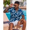 COOFANDY Mens Hawaiian Shirt Short Sleeve Button Down Shirts Tropical Floral Summer Beach Shirts(Blue – Palm Leaf)