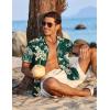 COOFANDY Mens Hawaiian Shirt Short Sleeve Button Down Shirts Tropical Floral Summer Beach Shirts(Green – Tropical Style)