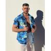 COOFANDY Mens Hawaiian Shirt Short Sleeve Button Down Shirts Tropical Floral Summer Beach Shirts(Light Blue – Island Scenery)