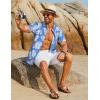 COOFANDY Mens Hawaiian Shirt Short Sleeve Button Down Shirts Tropical Floral Summer Beach Shirts(Light Blue – White Floral)