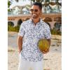 COOFANDY Mens Hawaiian Shirt Short Sleeve Button Down Shirts Tropical Floral Summer Beach Shirts(Light Gray – Leaf)